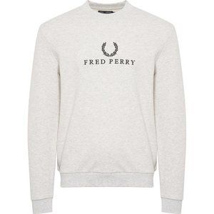 Fred Perry Men's Size X-Large Embroidered Swearshirt, Light Grey